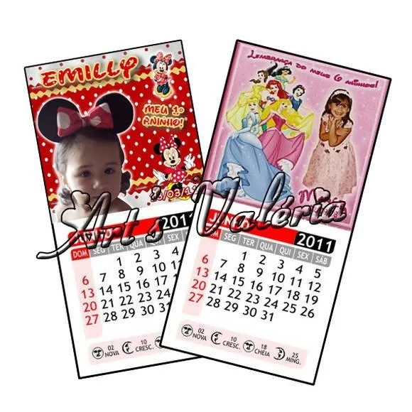 Mini Calendário Destacável 5cm x 10cm