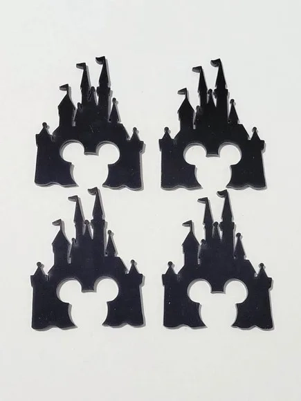 Aplique Castelo Mickey Acrilico Preto 5cm Pacote C/5 Unidade