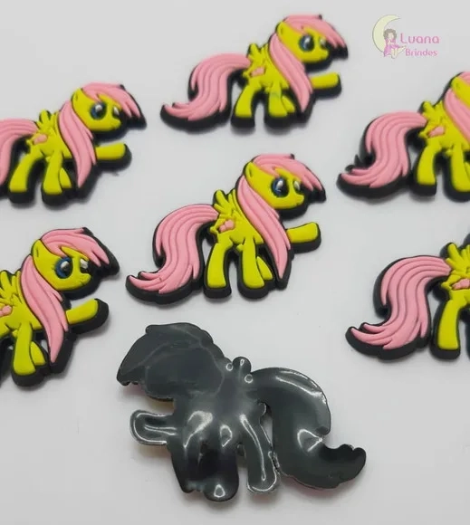 Aplique Poney Amarelo Personagem de Borracha - Pct C/6 Unid