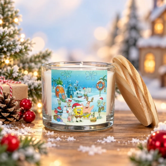 Vela Aromática no Copo Personalizada Natal Bob Esponja - Trabalhamos com outros temas - Informar  tema no chat