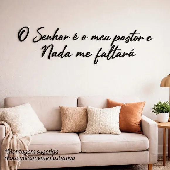 Frase Decorativa o Senhor É Meu Pastor 3d mdf Preto