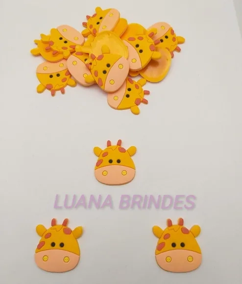 Aplique Carinha de Girafa Emborrachado - Pct com 10 Unidades