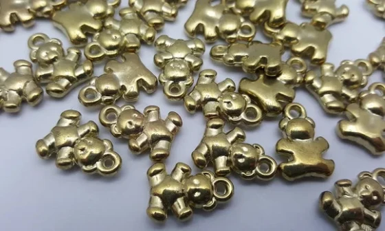Pingente Ursinho de Abs Dourado de 1,5cm - 25 Unidades