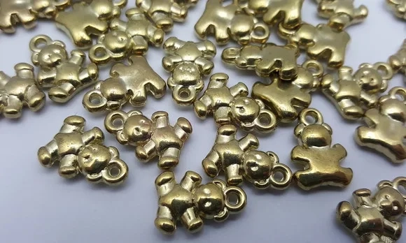 Pingente Ursinho de Abs Dourado de 1,5cm - 25 Unidades