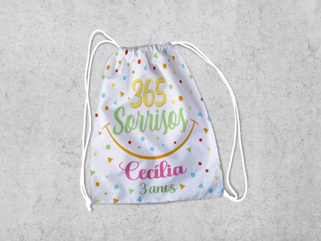 Mochilinha Personalizada para lembrancinhas 365 Sorrisos