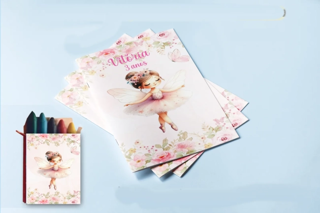 Revista para colorir  com Giz de cera Personalizado da Bailarina