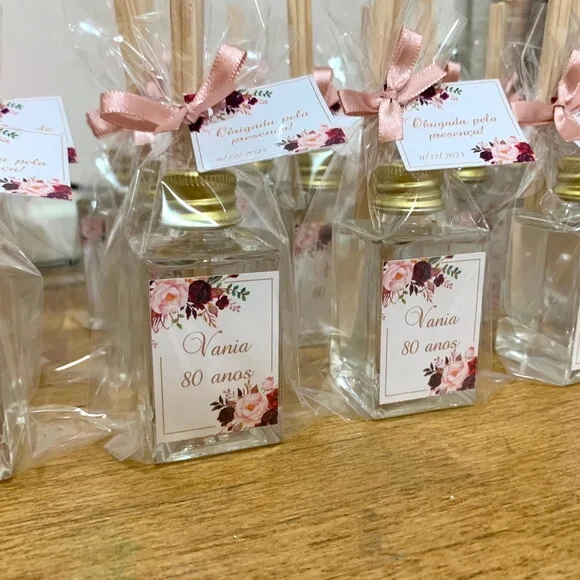 Lembrancinha Aromatizador Vidro 30ml Floral Rosê e Marsala