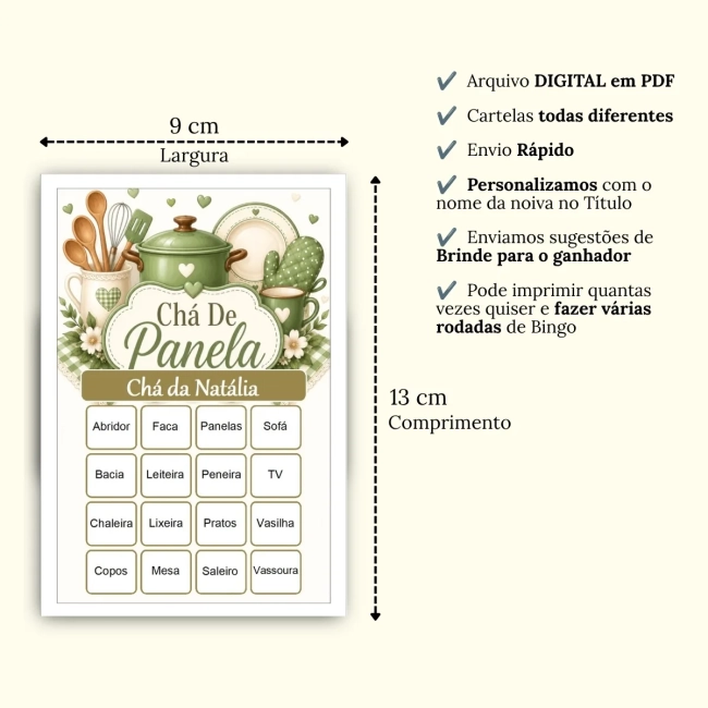 Bingo Chá de Panelas PDF Para Imprimir
