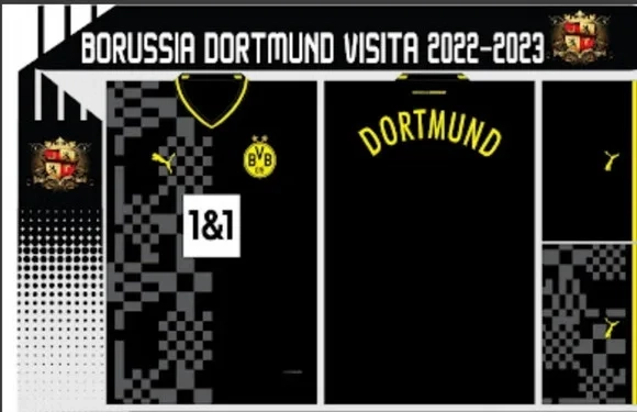 Vetor Da Camisa Do Borussia Dortmund Visita 2022/23