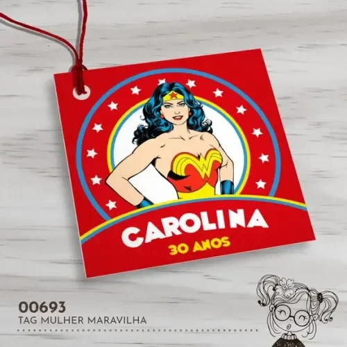 Tag Quadrada Mulher Maravilha - 00693