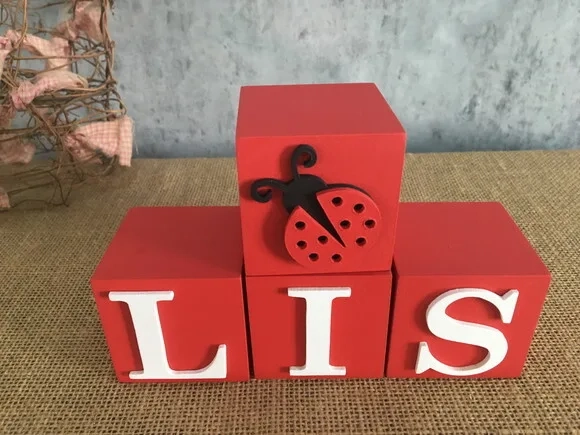 Joaninha Cubos 6x6cm Decoração Bebê