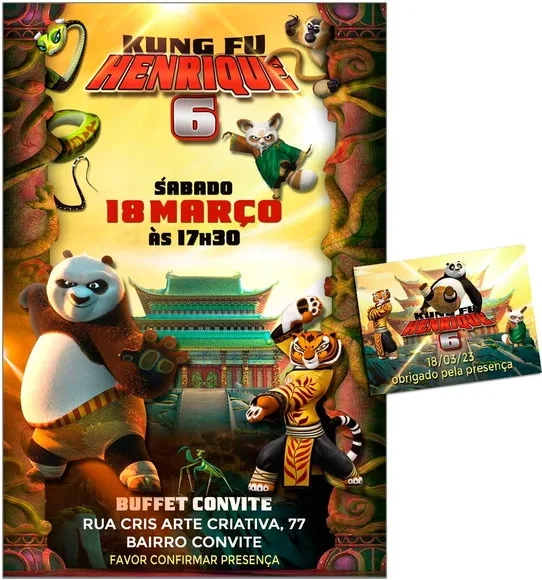 Convite Digital C/tag Kung Fu Panda