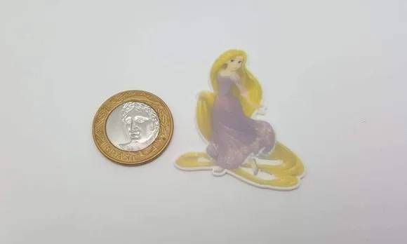 Aplique Princesa Rapunzel em Acrílico Uv com 5cm 4 Unidades