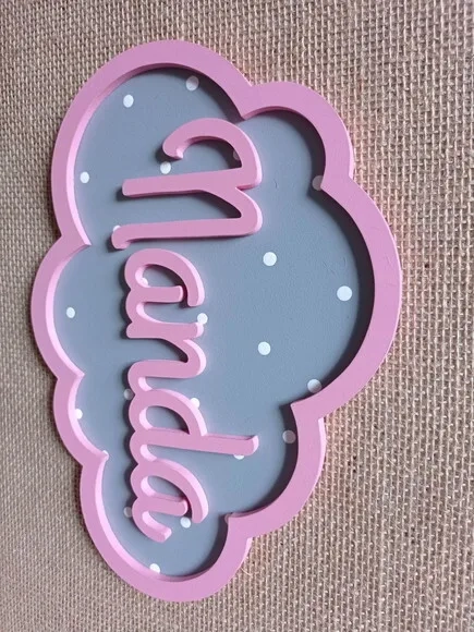PORTA DE MATERNIDADE NUVEM COM NOME