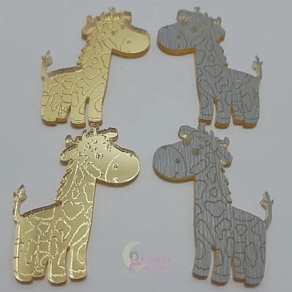 Aplique Girafa Acrílico Espelhado Dourado -pct c/7 unid