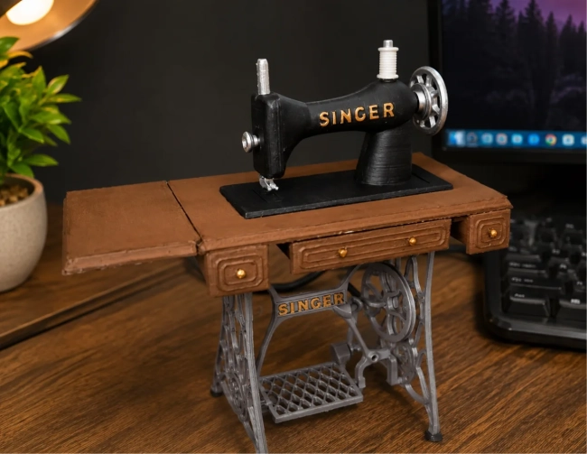 Máquina de Costura Miniatura Singer Decorativa Impressão 3D – Modelo Vintage