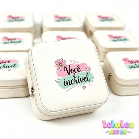Mini Porta Joias Portátil de Bolsa Personalizado com divisões para Brincos Colares e Pulseiras