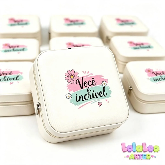 Mini Porta Joias Portátil de Bolsa Personalizado com divisões para Brincos Colares e Pulseiras