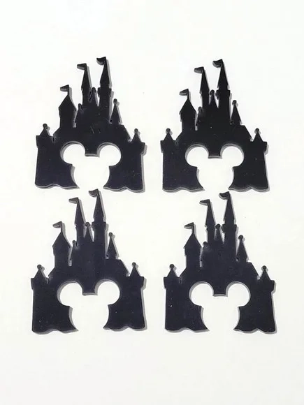 Aplique Castelo Mickey Acrilico Preto 5cm Pacote C/5 Unidade