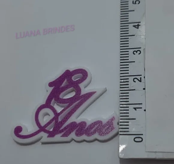 Plaquinha 18 Anos de Acrílico Lilás U.v - Pct C/10 Unid