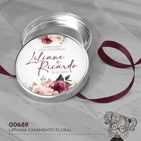 Latinha Adesivada Casamento Floral - 00689