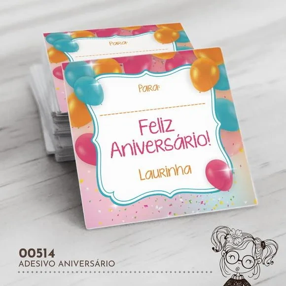 Adesivo Quadrado Feliz Aniversário - 00514