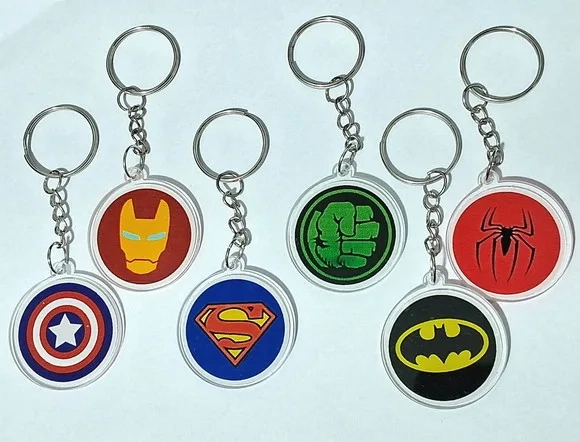 Chaveiro Símbolos Heróis Marvel Acrílico Pct C/6 Unidades