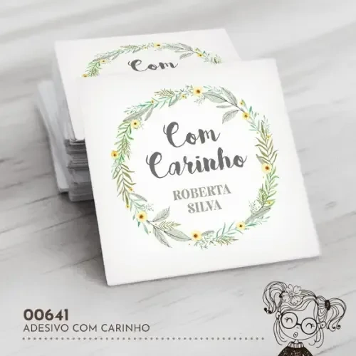 Adesivo Quadrado com Carinho - 00641