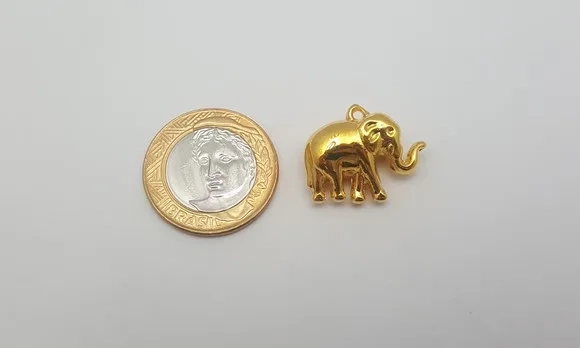 Pingente de Elefante Dourado de 2cm - 10 Unidades