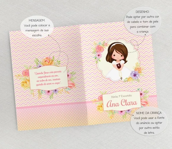 Lembrança Para Eucaristia Floral - Livro De Orações