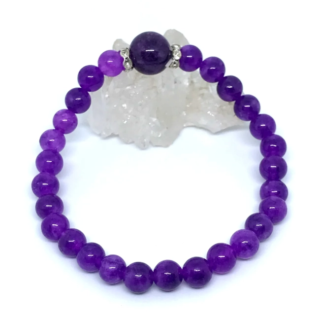 Pulseira Japamala 27 Contas Ametistas e Strass