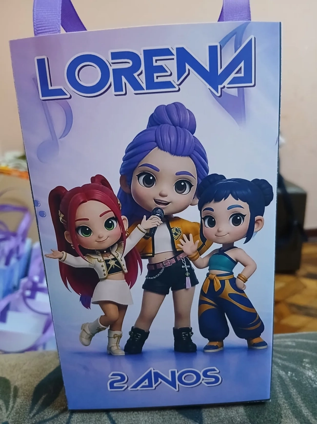 Sacolinha personalizada para lembrancinha Guerreiras do K pop