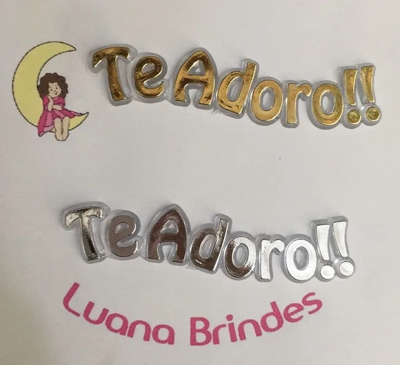 Plaquinhas te Adoro de Acrílico Injetado Pct C/5 Unidades