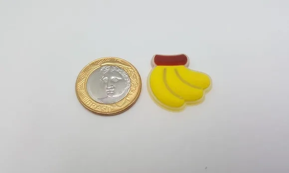 Aplique de Banana Emborrachado de 2,8cm Pacote com 6 Unidade