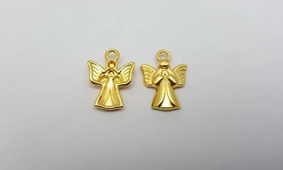 Pingente Anjo da Guarda Dourado - 2cm - Pct C/10 Unid