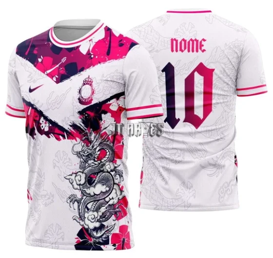 Arte Vetor Camisa Interclasse Dragão Floral Mod-702