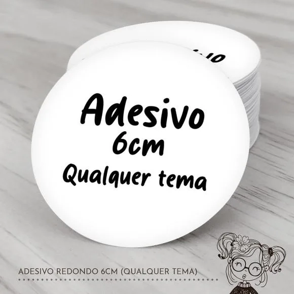 Adesivo Redondo 6cm (qualquer Tema)