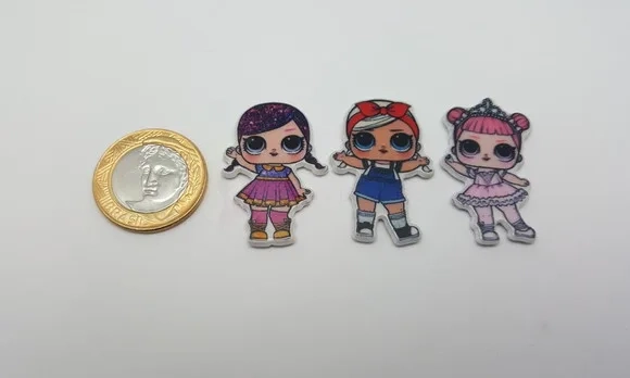 Kit Apliques das Bonecas Lol em Acrílico- 5 Unidades