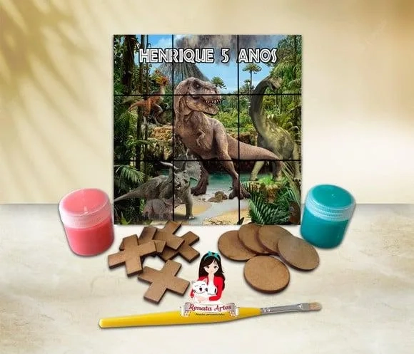 Jogo da Velha com Tinta Personalizado Jurassic Park