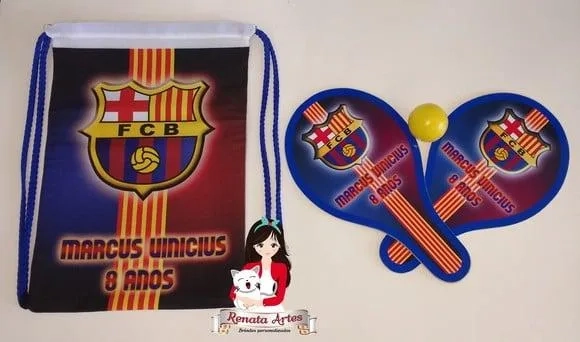 Mochila Ping Pong Personalizada Tema Futebol Barelona Azul