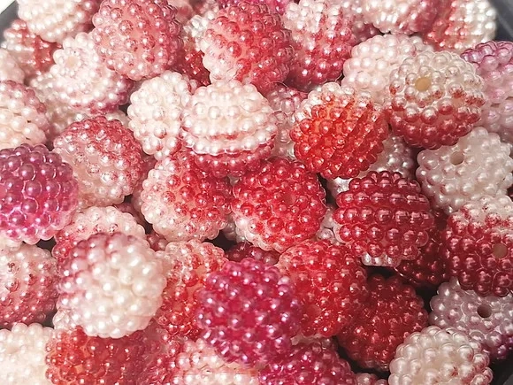 Pérola Craquelada Tie Dye Vermelho 12mm - 50 Unidades