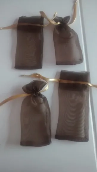 Saquinhos de Organza Cristal com Fita 8x12 - 60 Peças