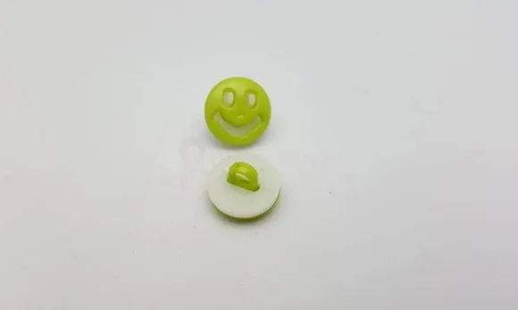 Aplique Botão de Carinha Feliz Verde de 1,3cm - 20 unidades