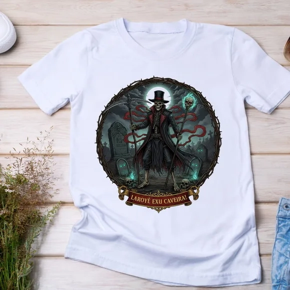 Camiseta Exu Caveira Laroyê! Guardião da Calunga Umbanda