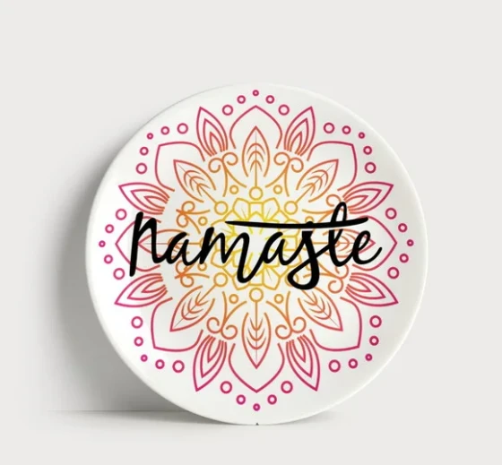 Prato Decorativo Namastê Mandala Floral - Porcelana 21cm