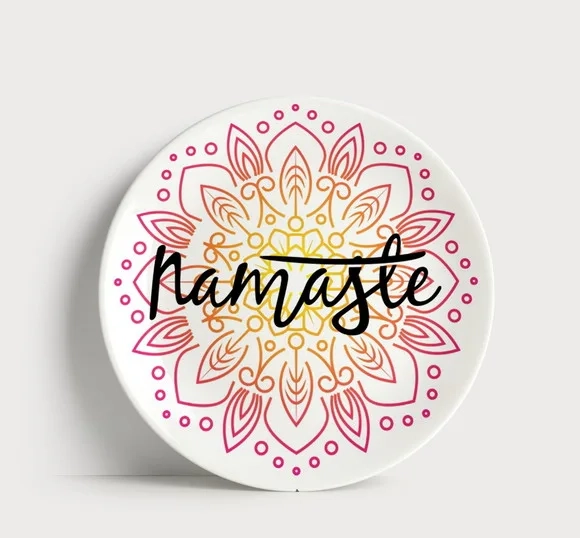 Prato Decorativo Namastê Mandala Floral - Porcelana 21cm