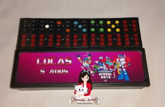 Dominó Personalizado Transformers Rescue Bots Rosa