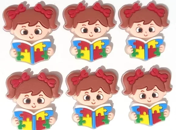 Aplique Menina com Símbolo Autismo - 6 Unidades