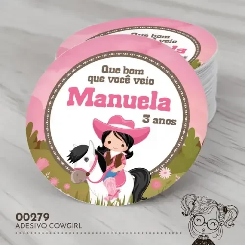 Adesivo Redondo Cowgirl - 00279