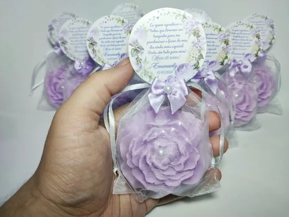 Lembrancinha 15 Anos Sabonete Flor Peônia Perfumado